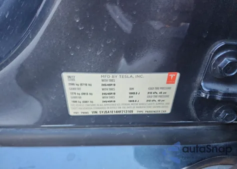 2017 Tesla Model S из США, поврежденный, VIN 5YJSA1E14HF213169